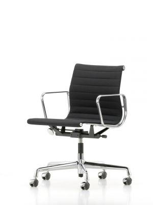 Aluminium Chair EA 118 / EA118 Stuhl Leder Premium Nero Vitra 
